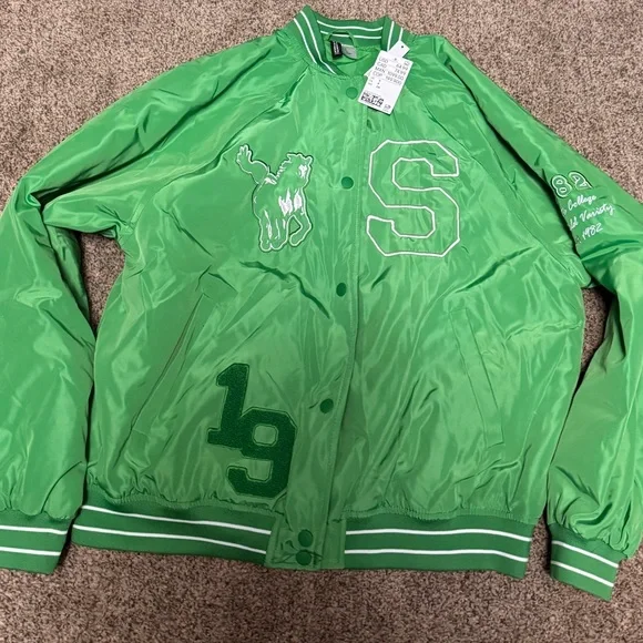 Sunset Valley NWT! Green Sporty Bomber Jacket - Picture 5 of 6